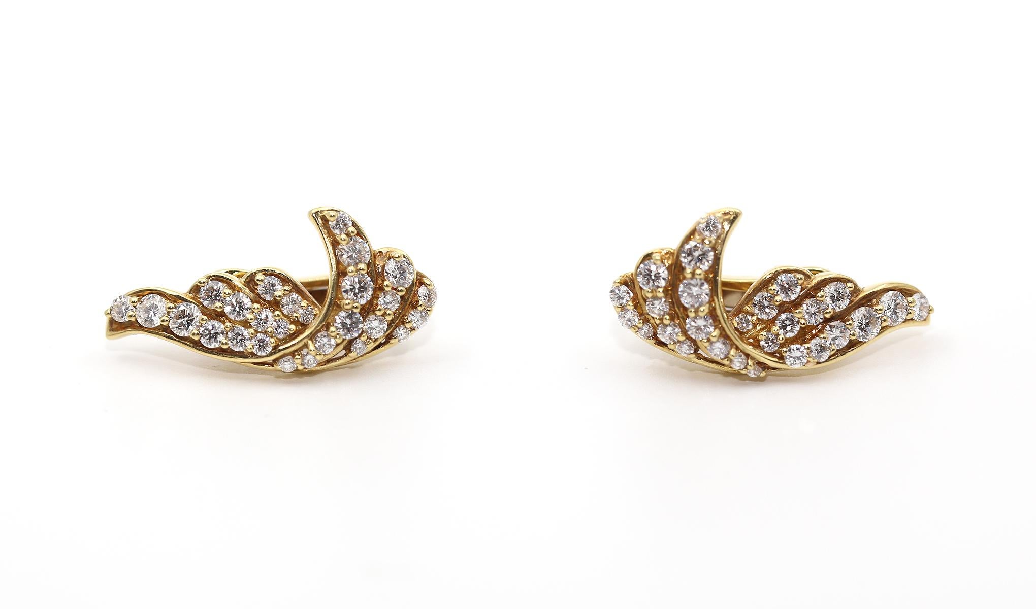 Boucles d'oreilles en diamant de 4,3 carats en or jaune 18 carats, 1970 en vente 3