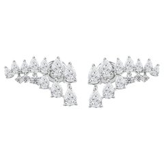4,3 Karat natürliche Diamantohrringe im Fransen-Stil mit Birnen- und Marquise-Schliff aus 14-karätigem Weißgold