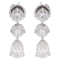 4.3 Karat SI/HI Runde birnenförmige Diamant-Ohrringe aus 18 Karat Weißgold feiner Schmuck