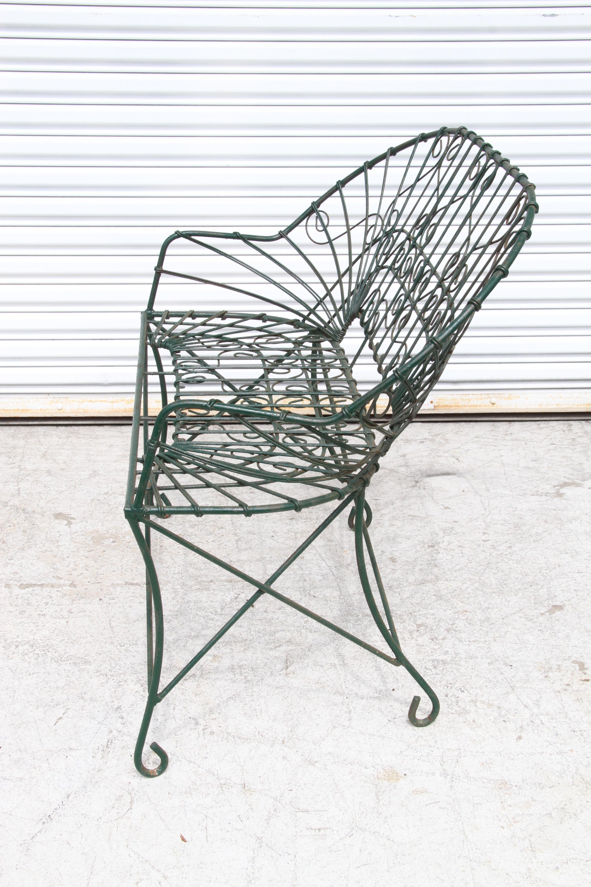 European English Country Style Wire Outdoor Settee For Sale