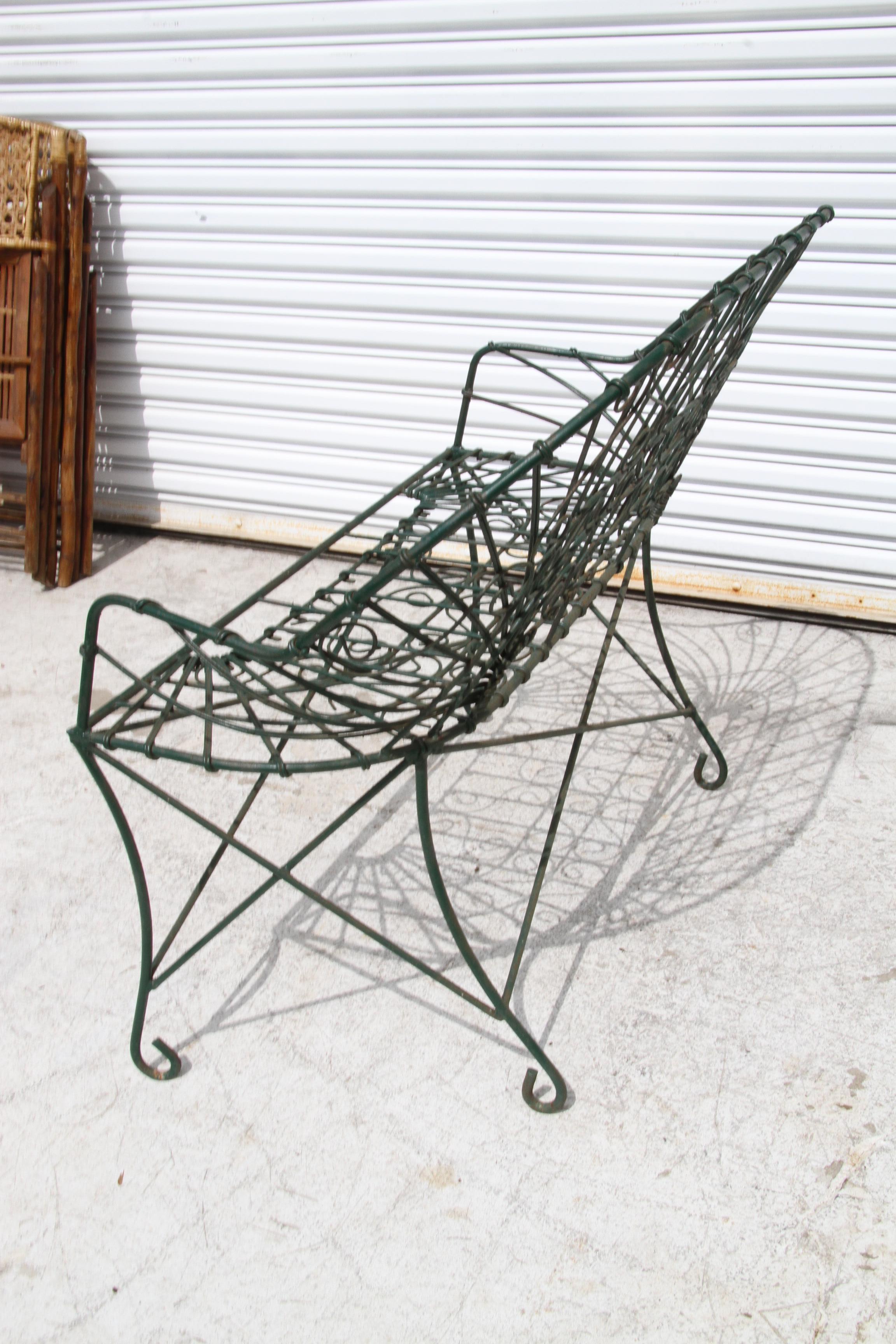 Contemporary English Country Style Wire Outdoor Settee For Sale