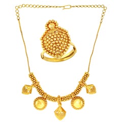43 Gm 22 Karat Gold Necklace and Ring Suite Bridal Princess Necklace Adjustable