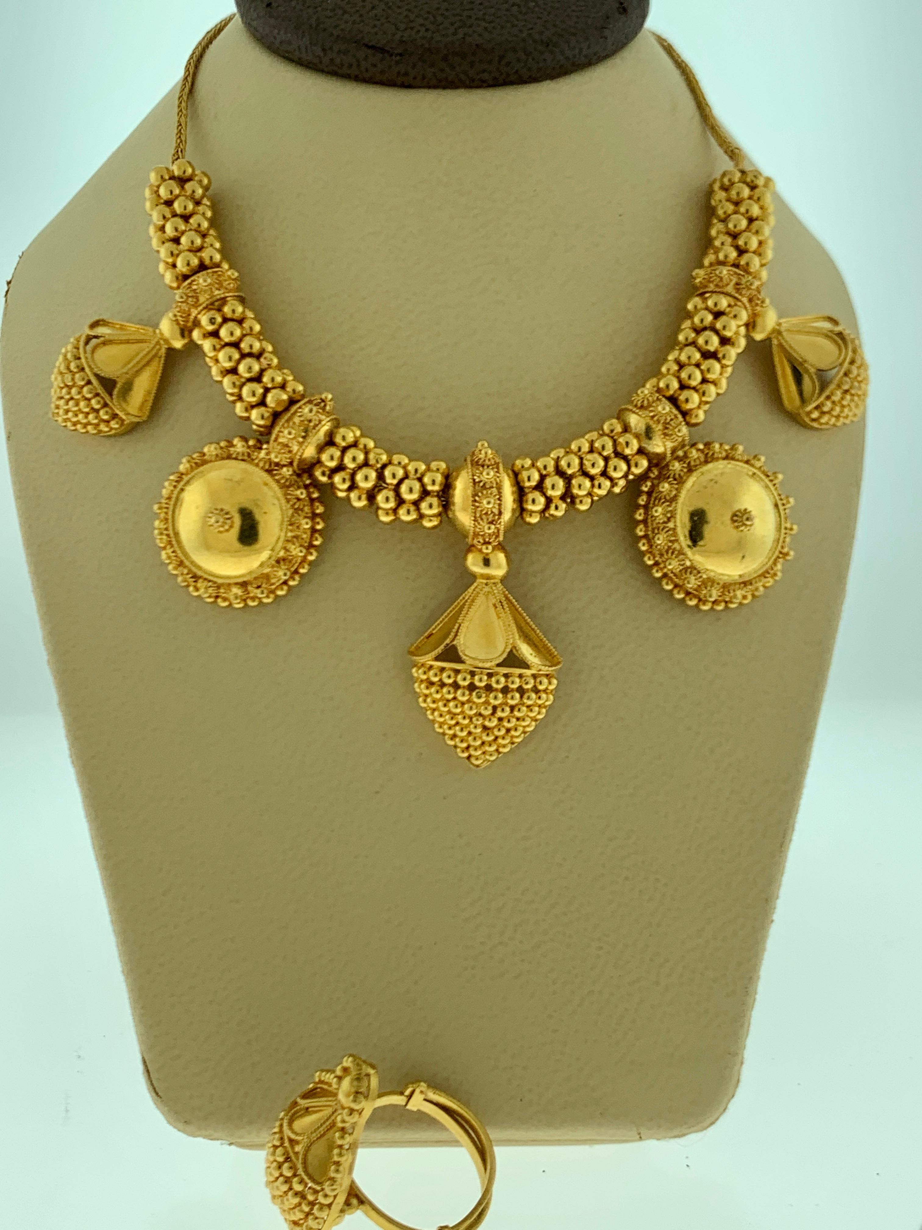 43 Gm 22 Karat Gold Necklace and Ring Suite Bridal Princess Necklace Adjustable 6