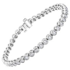 Vintage 43 Round Diamond 16-17 Pointer Each Tennis Bracelet in 14 K White Gold 7 Carat