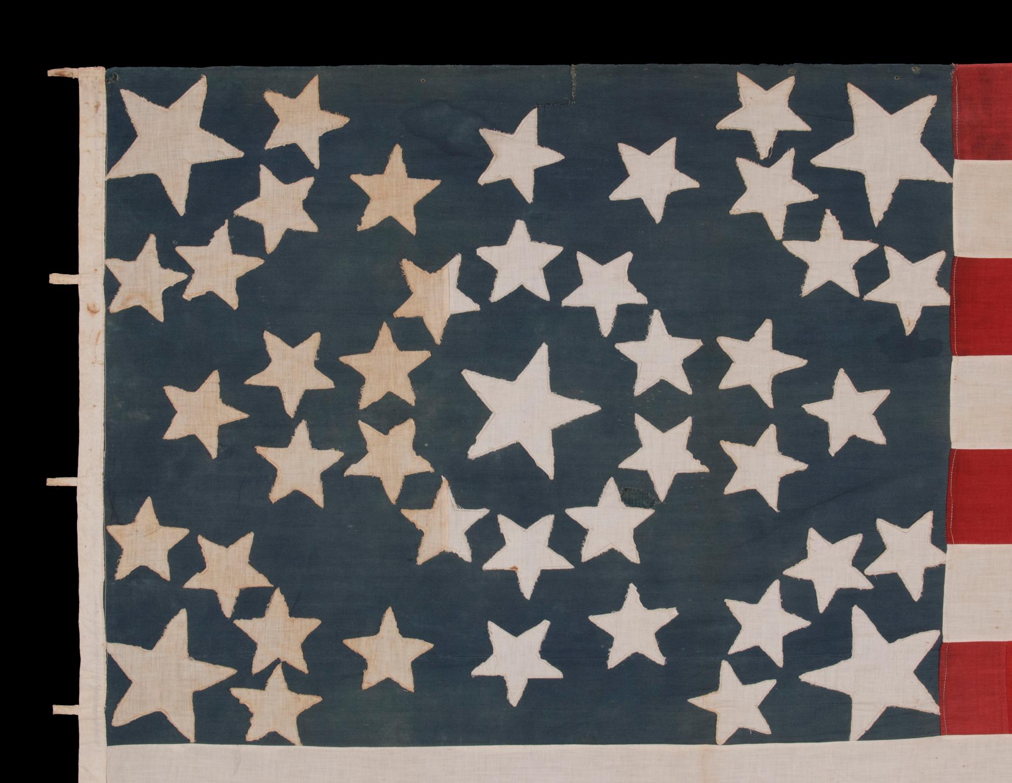 43 Star American Flag, Idaho Statehood, Starburst Medallion, ca 1890 In Good Condition In York County, PA