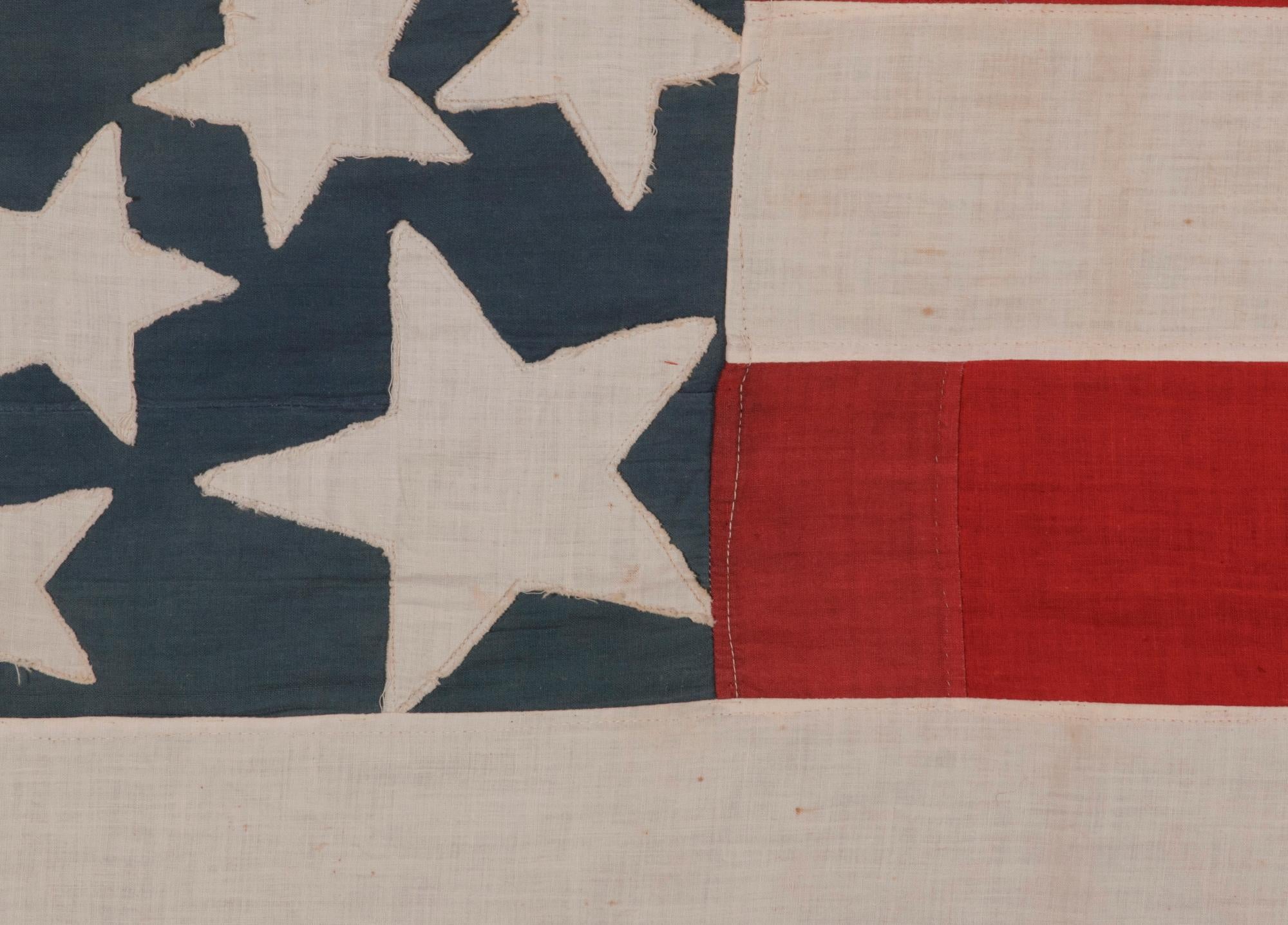 19th Century 43 Star American Flag, Idaho Statehood, Starburst Medallion, ca 1890