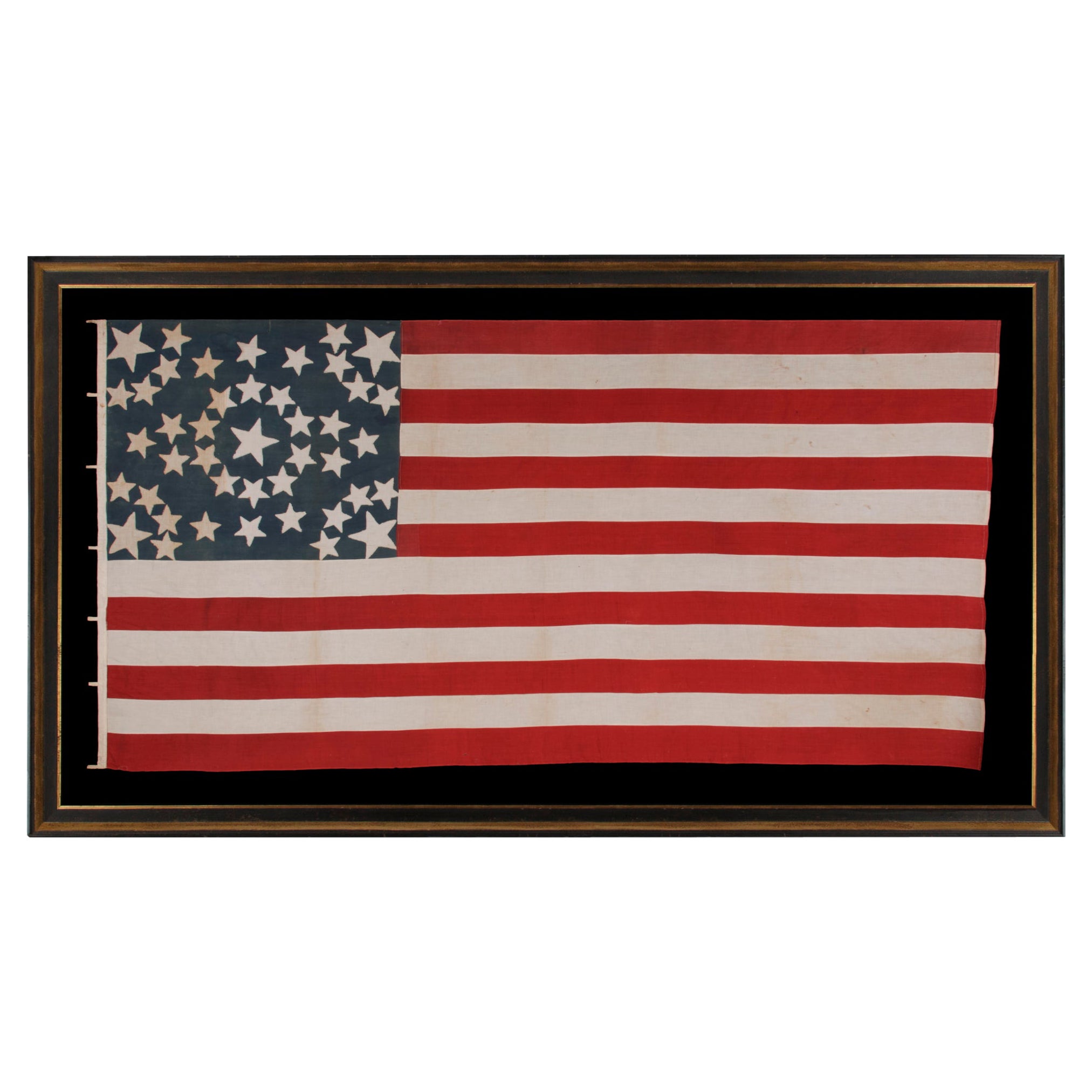 43 Star American Flag, Idaho Statehood, Starburst Medallion, ca 1890
