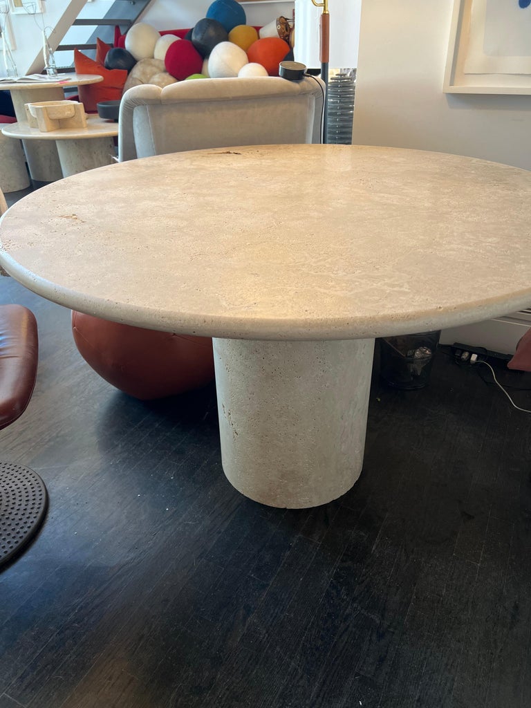 White Roman Travertine Bistro Table by Le Lampade For Sale at 1stDibs
