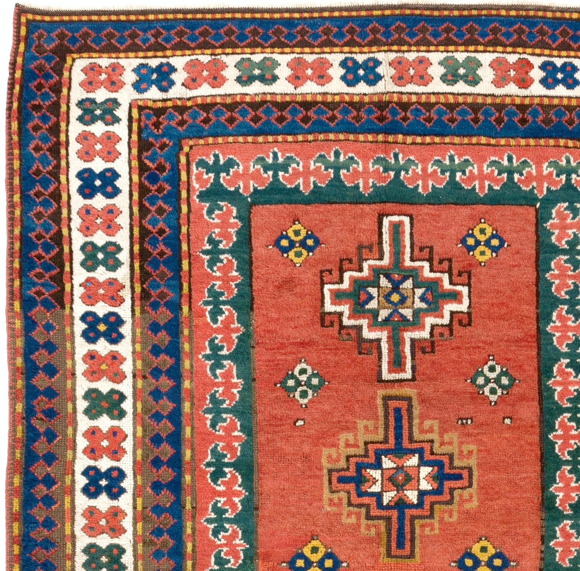 Hand-Knotted Antique Caucasian Kazak Rug, Southern Caucasus Mountains, Karabagh For Sale