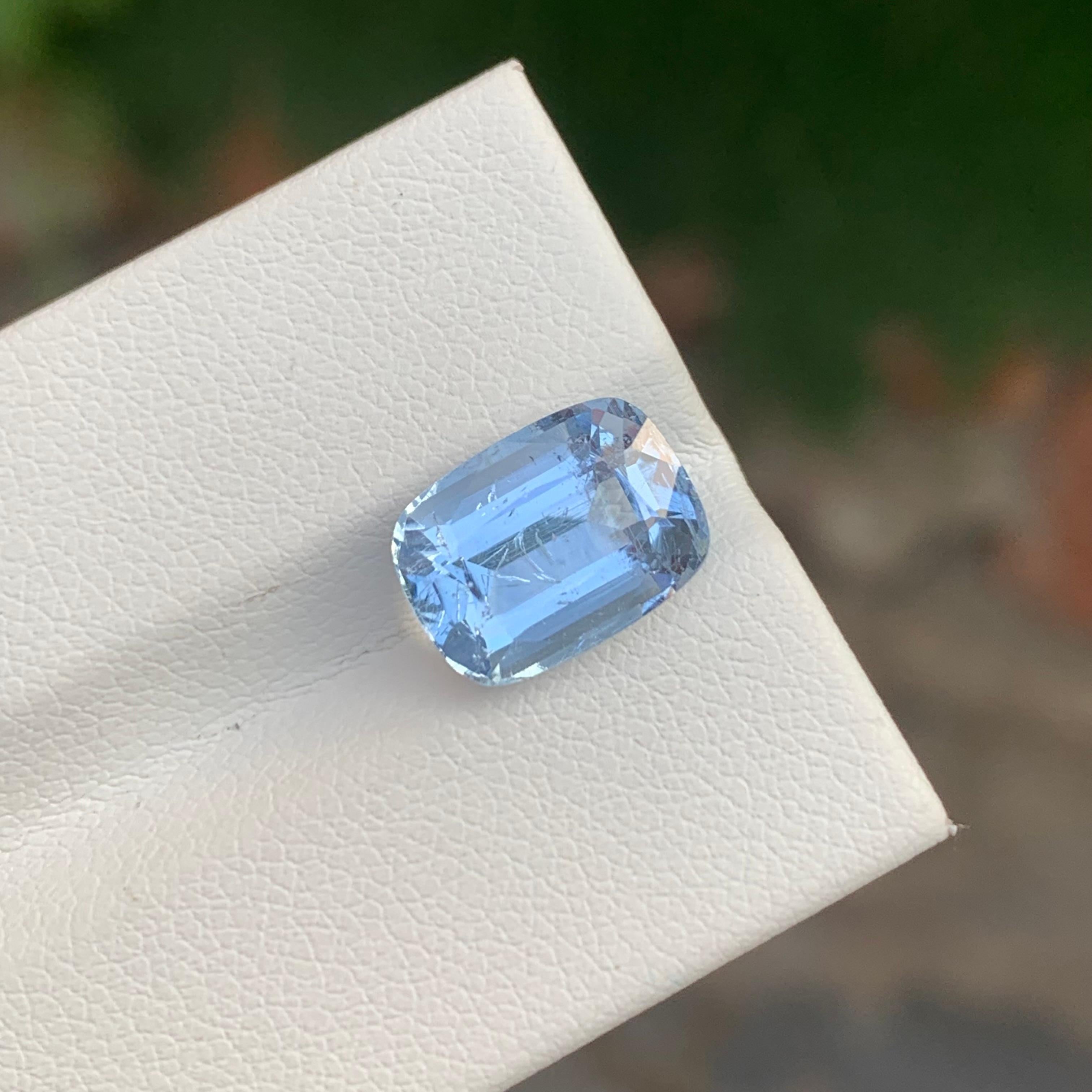 Faceted Goshenite

Weight: 4.30 Carats
Dimension: 11.3 x 8.3 x 6.4 Mm
Origin: Pakistan
Shape: Cushion
Color: Light Blue
Certficate; On Customer Demand
.
Goshenite, a captivating and pristine gemstone, belongs to the beryl mineral family, which also
