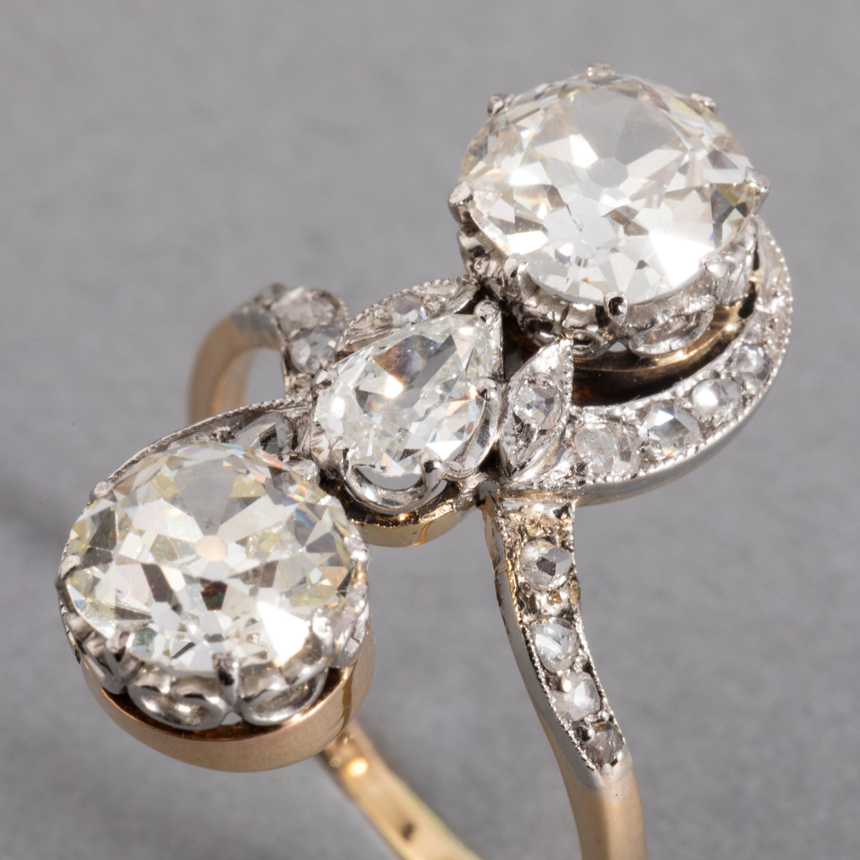 Old European Cut 4.30 Carat Antique French Belle Époque Diamond Ring