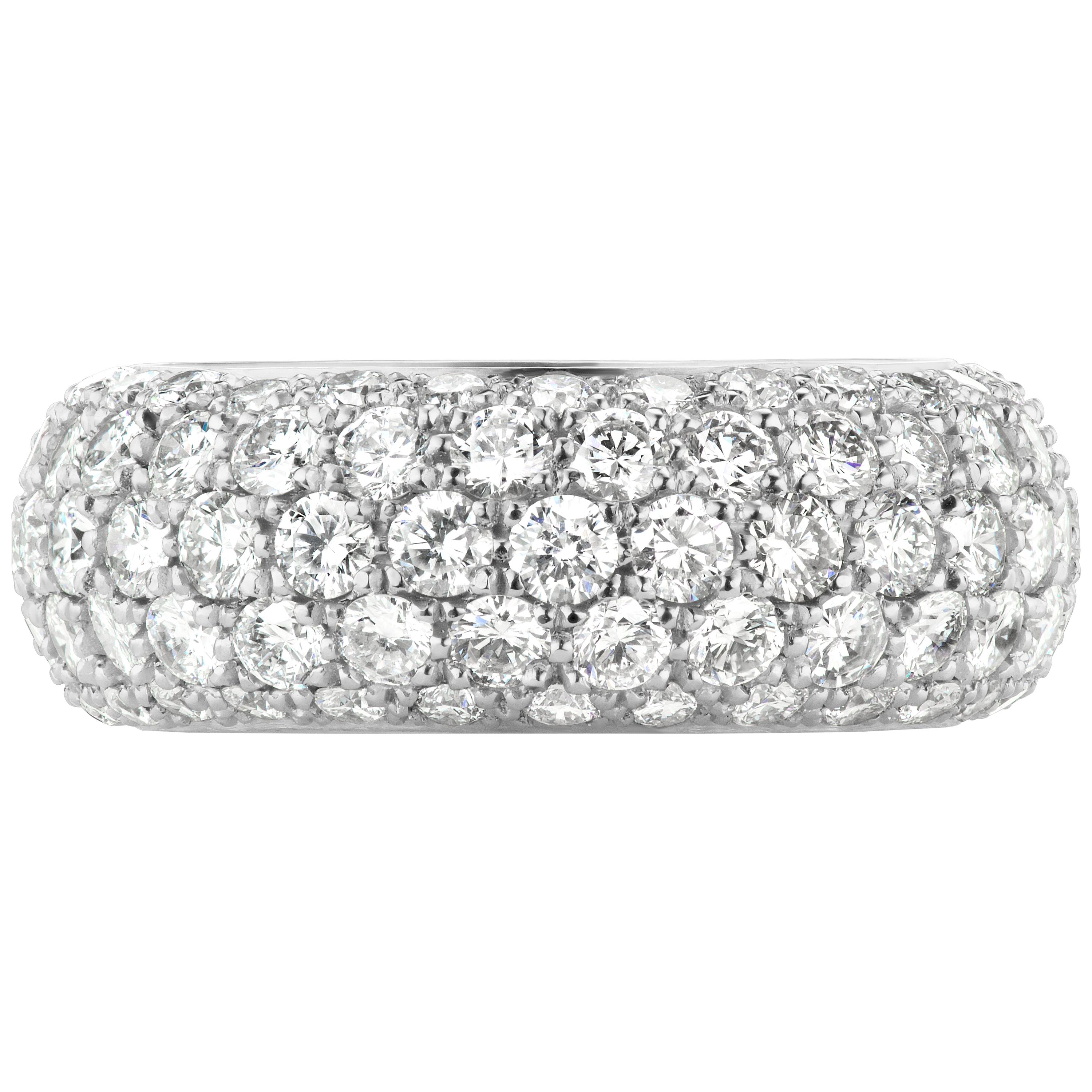 4.30 Carat Conflict Free Diamond and Platinum 5-Row Eternity Band For Sale