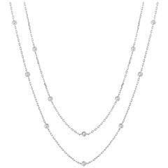 4.30 Carat Diamond by the Yard Necklace G SI 14 Karat White Gold 15 Pointers