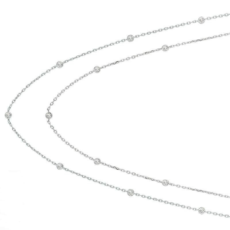 Round Cut 4.30 Carat Diamond by the Yard Necklace G SI 14 Karat White Gold 15 Pointers For Sale
