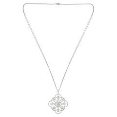 4.30 Carat Diamond Floral Design Pendant 18 Karat White Gold Handmade Jewelry