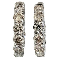 4.30 Carat Diamond Huggie Hoops Earrings 14 Karat White Gold