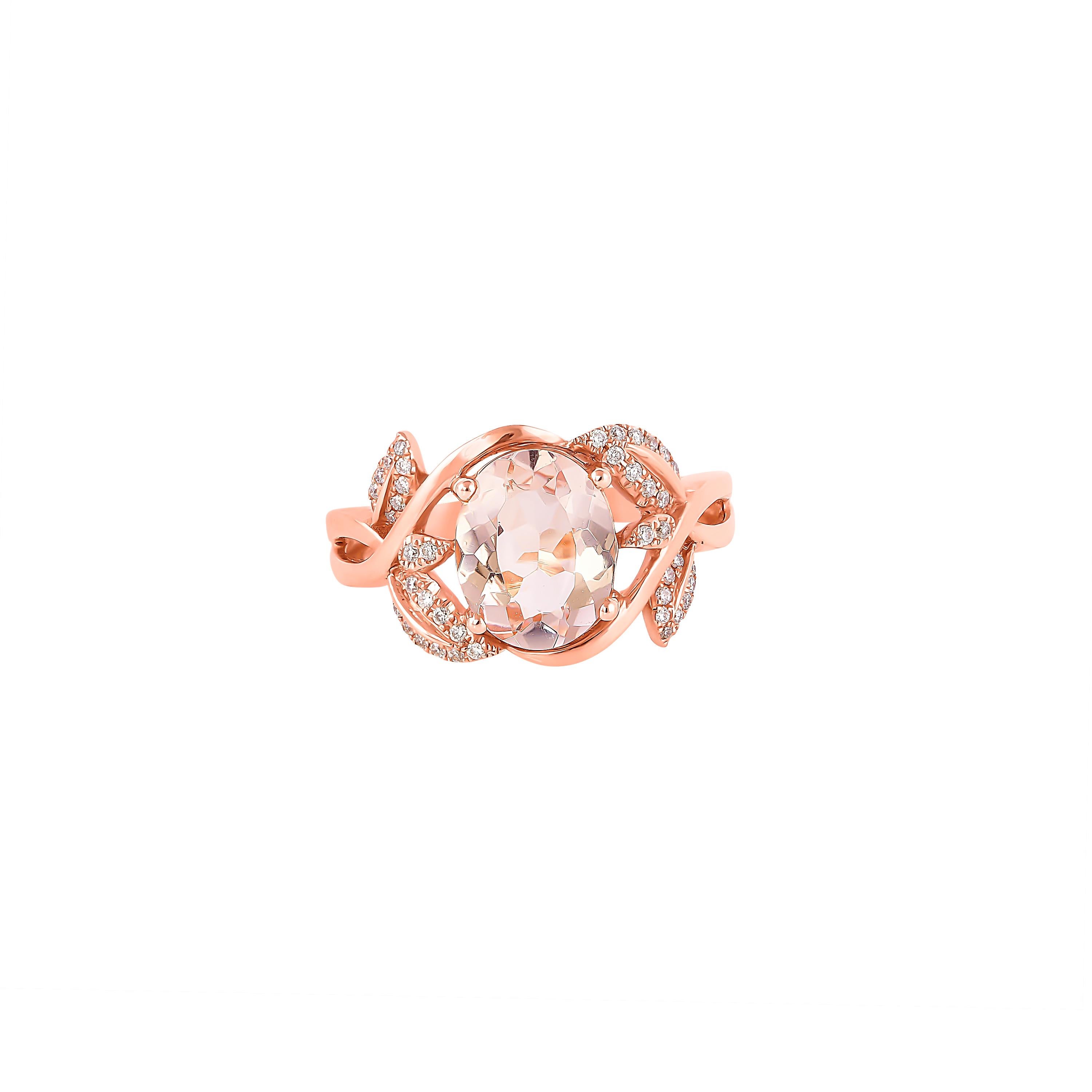 Sunita Nahata Morganit 4.30ct. Fancy Ring aus 18 Karat Roségold mit Diamant. (Ovalschliff) im Angebot