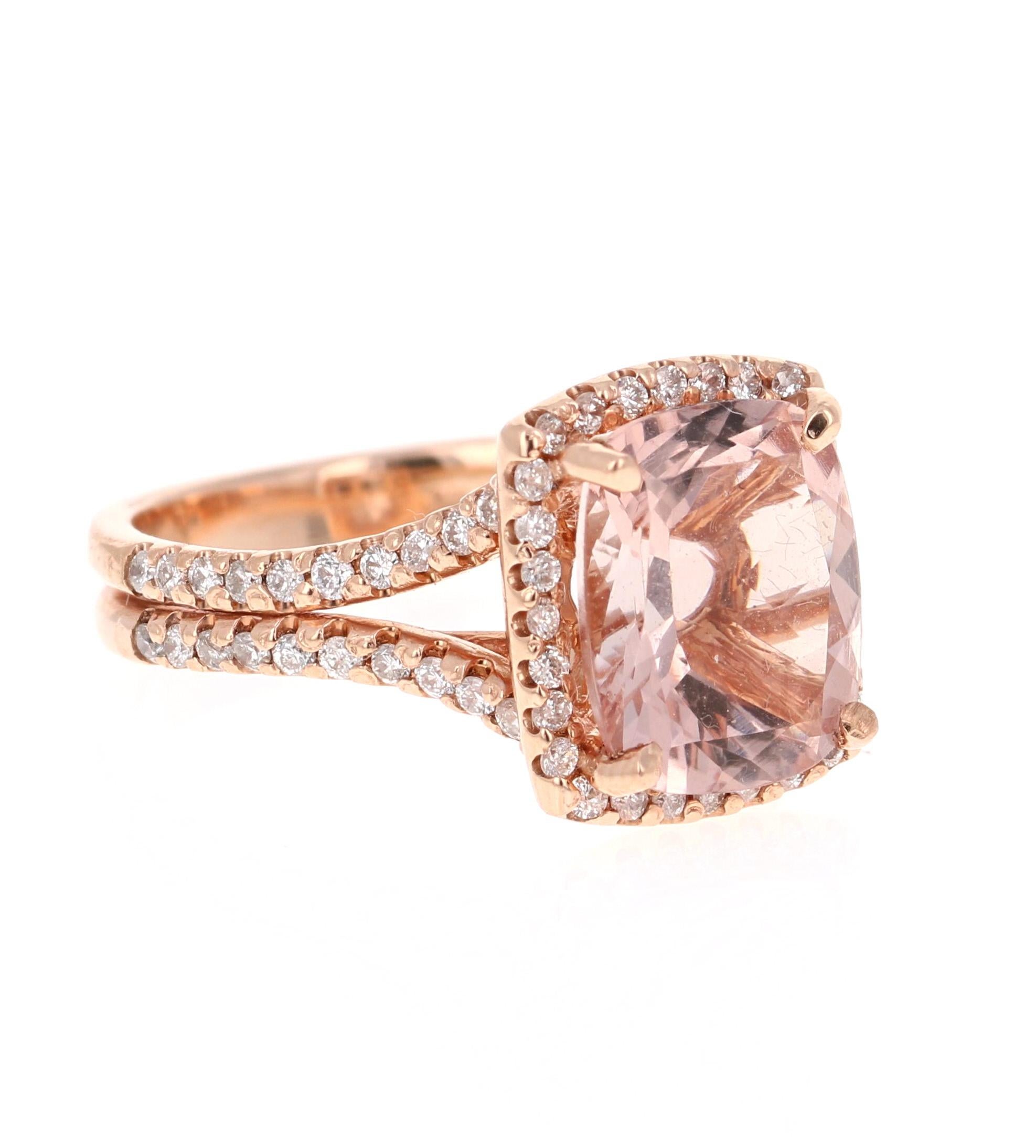 One of a Kind Engagement Ring or Cocktail Ring!

This Morganite ring has a 3.63 Carat Cushion Cut Morganite and is surrounded by 80 Round Cut Diamonds that weigh 0.67 Carats. The total carat weight of the ring is 4.30 Carats. 

It is crafted and set
