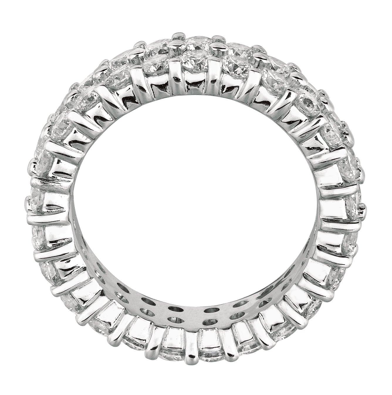 For Sale:  4.30 Carat Natural 2-Row Diamond Eternity Ring Band G SI 18 Karat White Gold 2