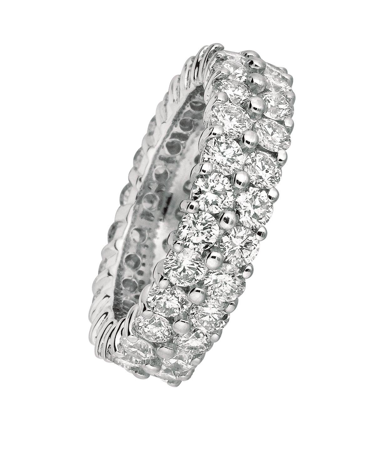 For Sale:  4.30 Carat Natural 2-Row Diamond Eternity Ring Band G SI 18 Karat White Gold 3