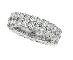 4.30 Carat Natural 2 Row Diamond Eternity Ring Band G SI 18k White Gold
