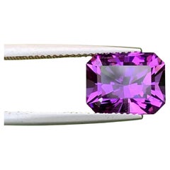 4.30 Carat Natural Faceted Royal Purple Amethyst Emerald Cut Brazilian Gemstone