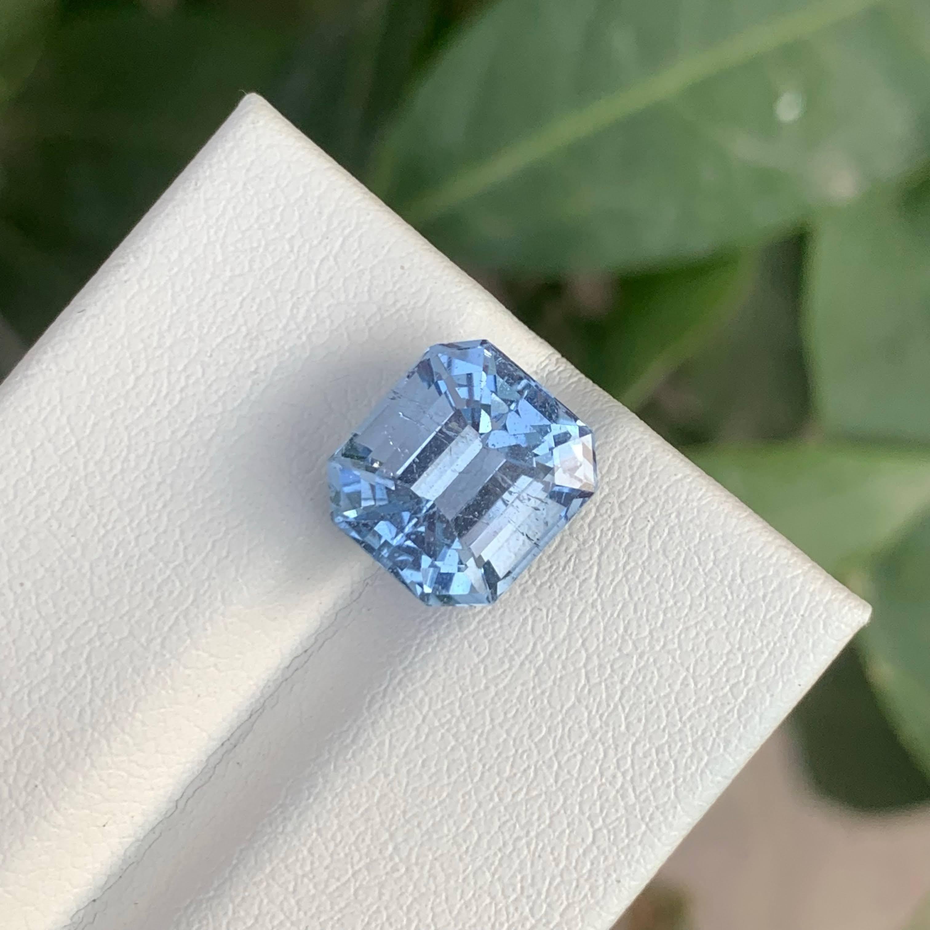 4,30 Karat Natürlicher loser Aquamarin Goshenit Asscher Schliff Edelstein aus Pakistan (Moderne) im Angebot