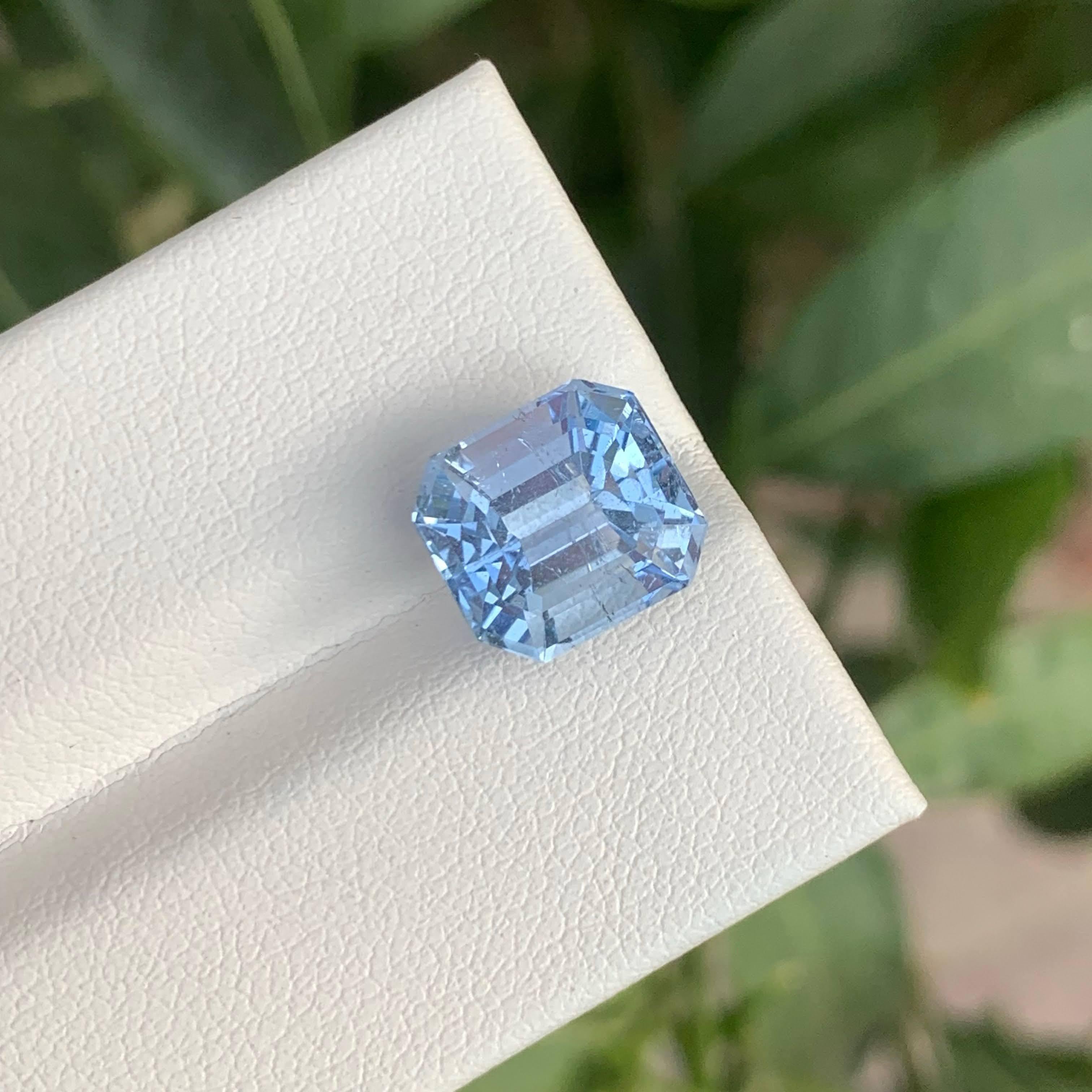 4,30 Karat Natürlicher loser Aquamarin Goshenit Asscher Schliff Edelstein aus Pakistan (Asscher-Schliff) im Angebot