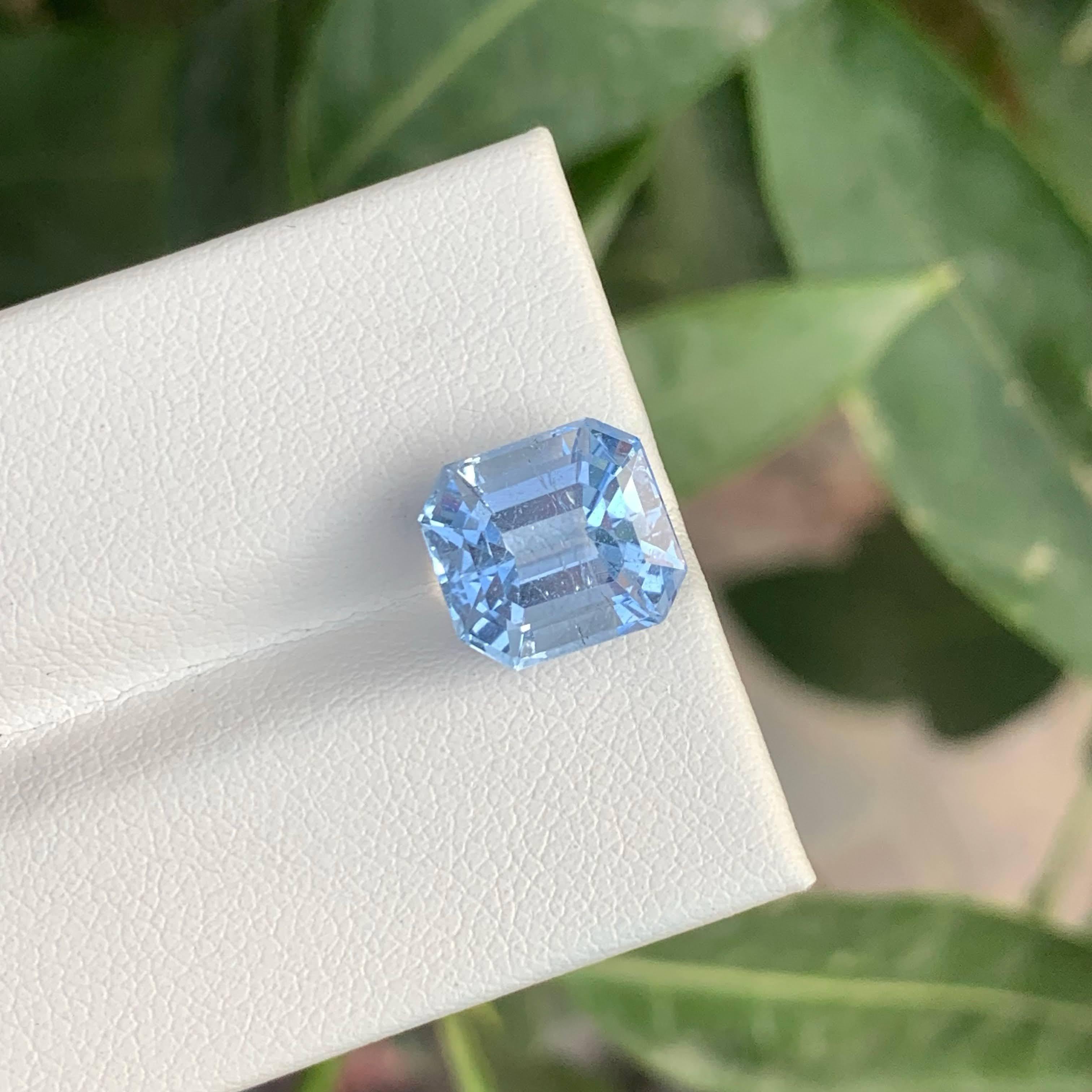 4,30 Karat Natürlicher loser Aquamarin Goshenit Asscher Schliff Edelstein aus Pakistan für Damen oder Herren im Angebot