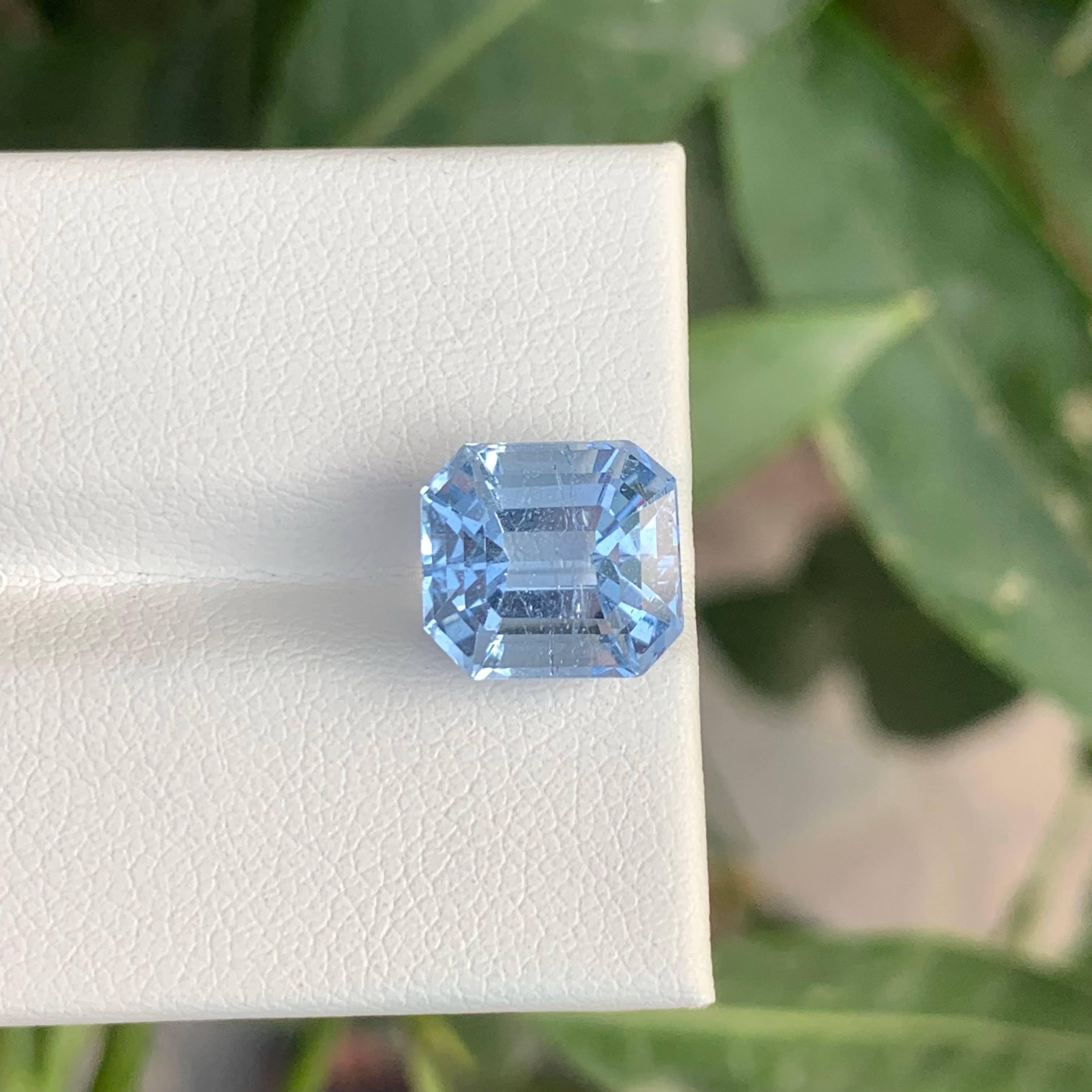 4,30 Karat Natürlicher loser Aquamarin Goshenit Asscher Schliff Edelstein aus Pakistan im Angebot 1