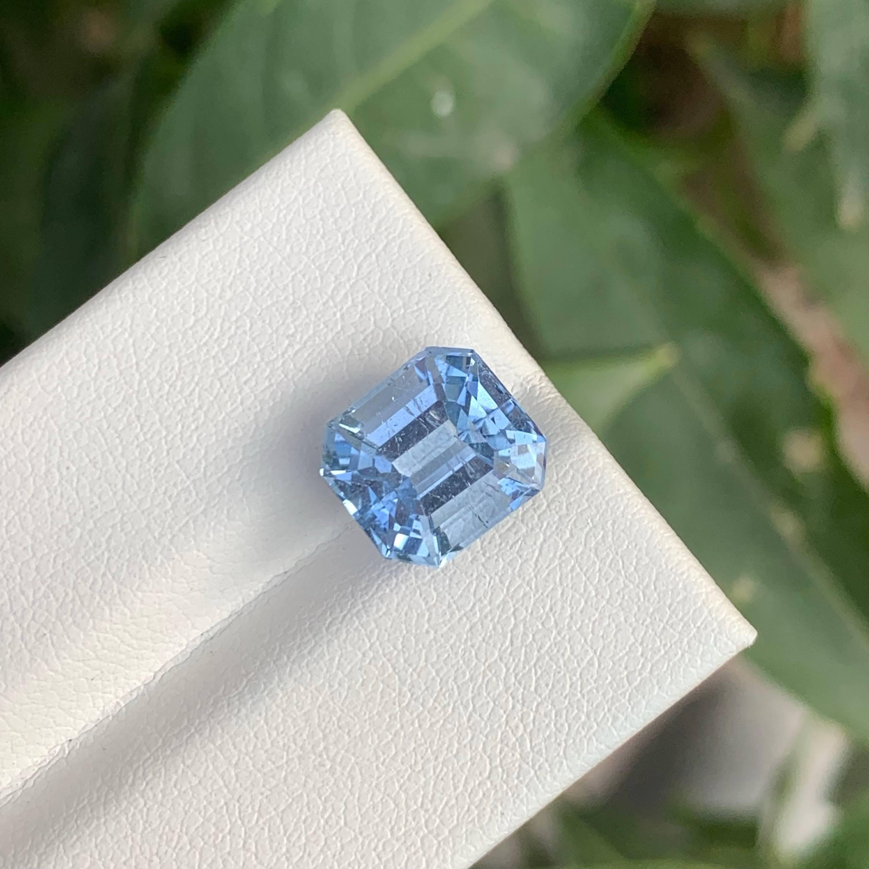 4,30 Karat Natürlicher loser Aquamarin Goshenit Asscher Schliff Edelstein aus Pakistan im Angebot 2