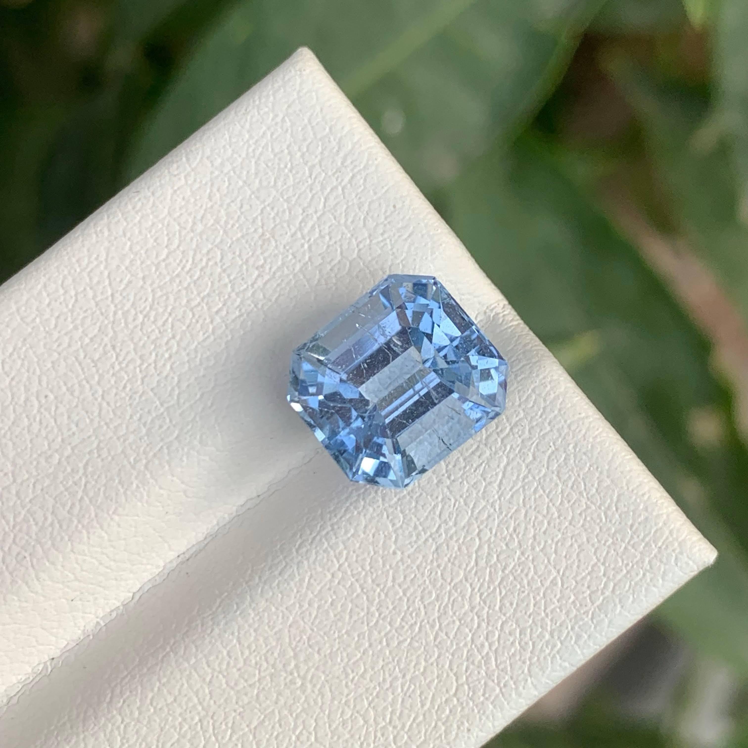4,30 Karat Natürlicher loser Aquamarin Goshenit Asscher Schliff Edelstein aus Pakistan im Angebot 3