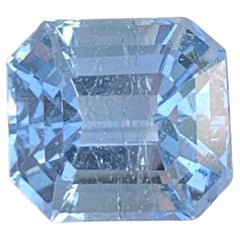 4.30 Carat Natural Loose Aquamarine Goshenite Asscher Cut Gemstone from Pakistan