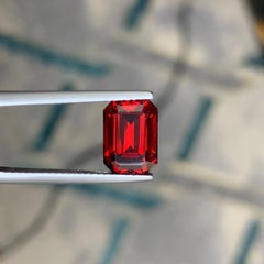 4.30 Carat Natural Loose Bright Red Garnet Stone Emerald Cut African Gemstone