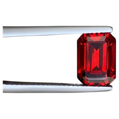 4.30 Carat Natural Loose Bright Red Garnet Stone Emerald Cut African Gemstone
