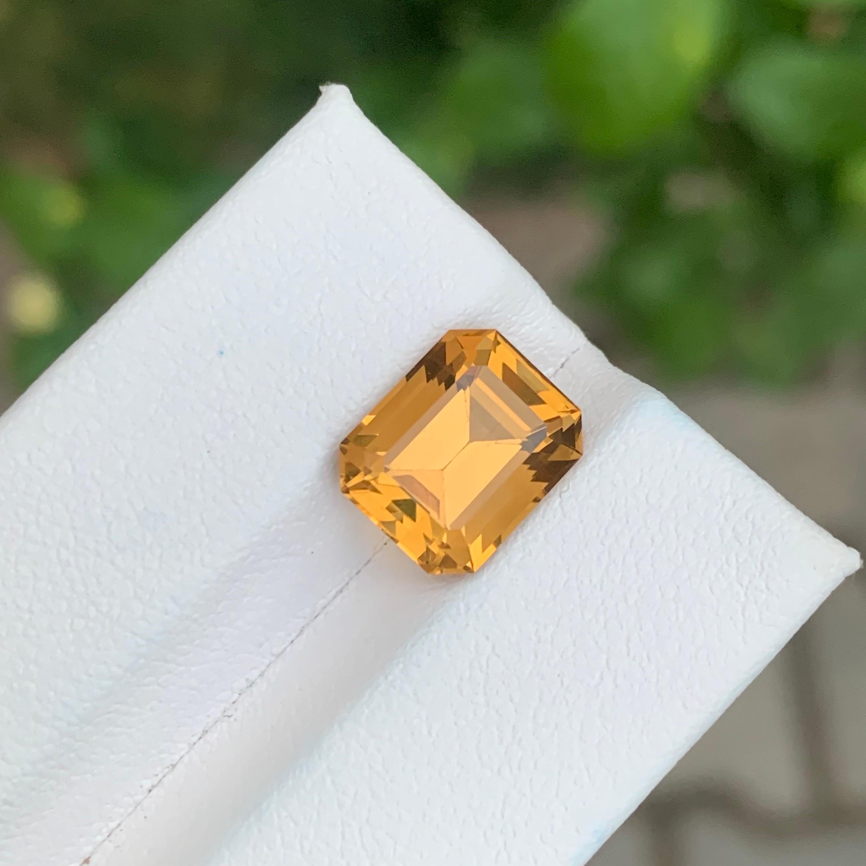 Arts and Crafts 4.30 Carat Natural Loose Citrine Emerald Shape Gemstone For Sale