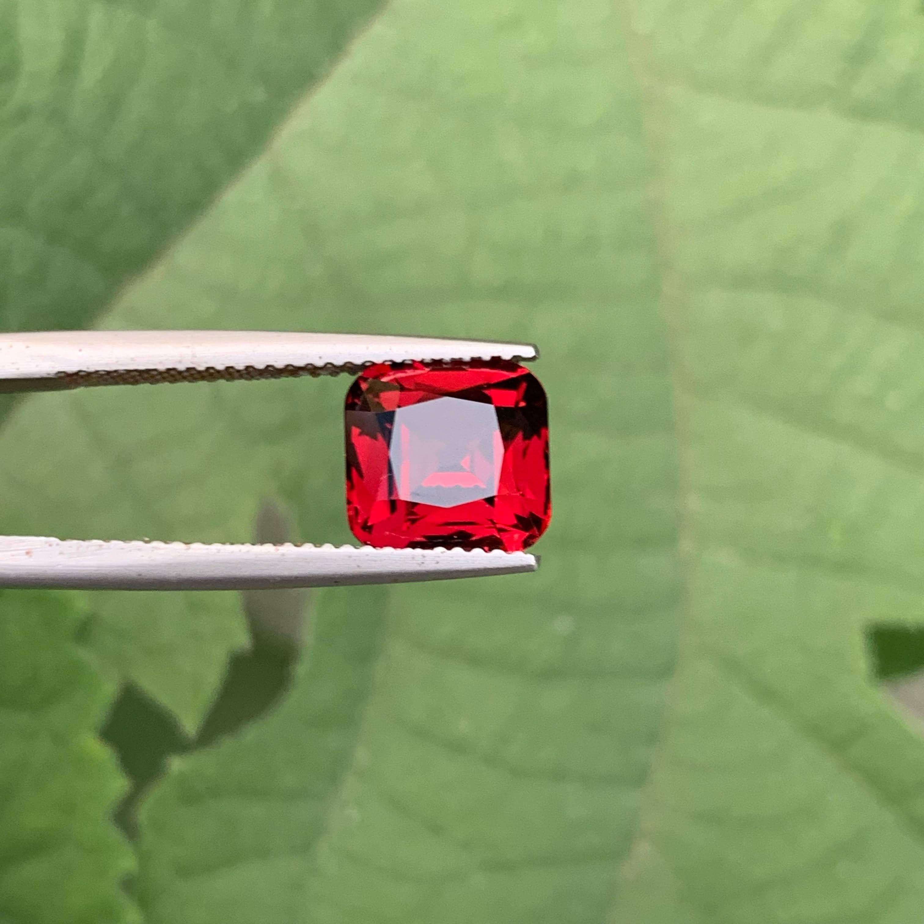 Weight 4.30 carat 
Dimensions 9.0x8.7x5.8mm
Treatment None 
Origin Tanzanian 
Clarity VVS
Shape Cut Cushion 





This 4.30 Carat Natural Loose Red Garnet Stone is a gemstone of fiery brilliance and timeless elegance. Expertly crafted in a refined