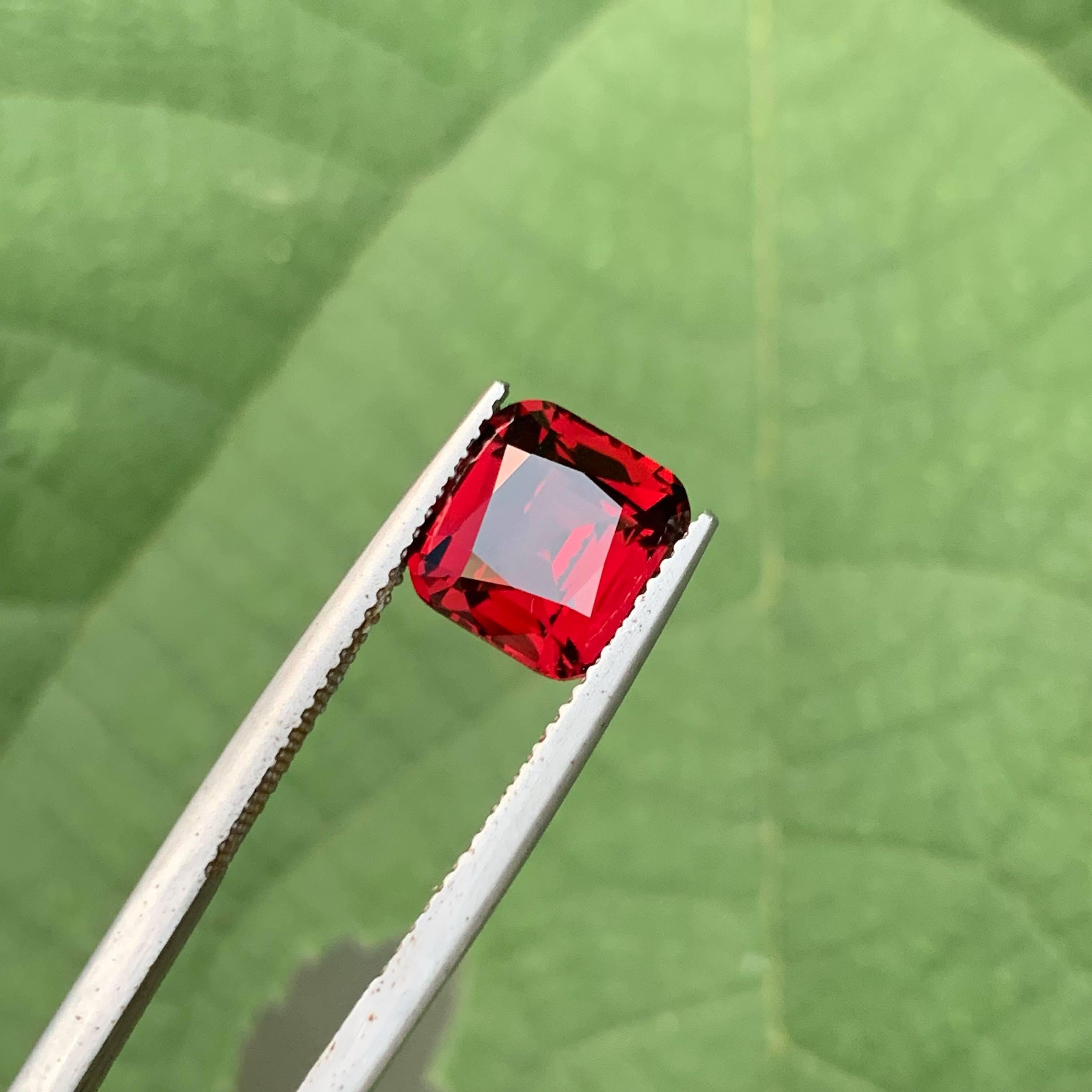 Women's or Men's 4.30 Carat Natural Loose Red Garnet Stone Cushion Cut Tanzanian Gemstone For Sale