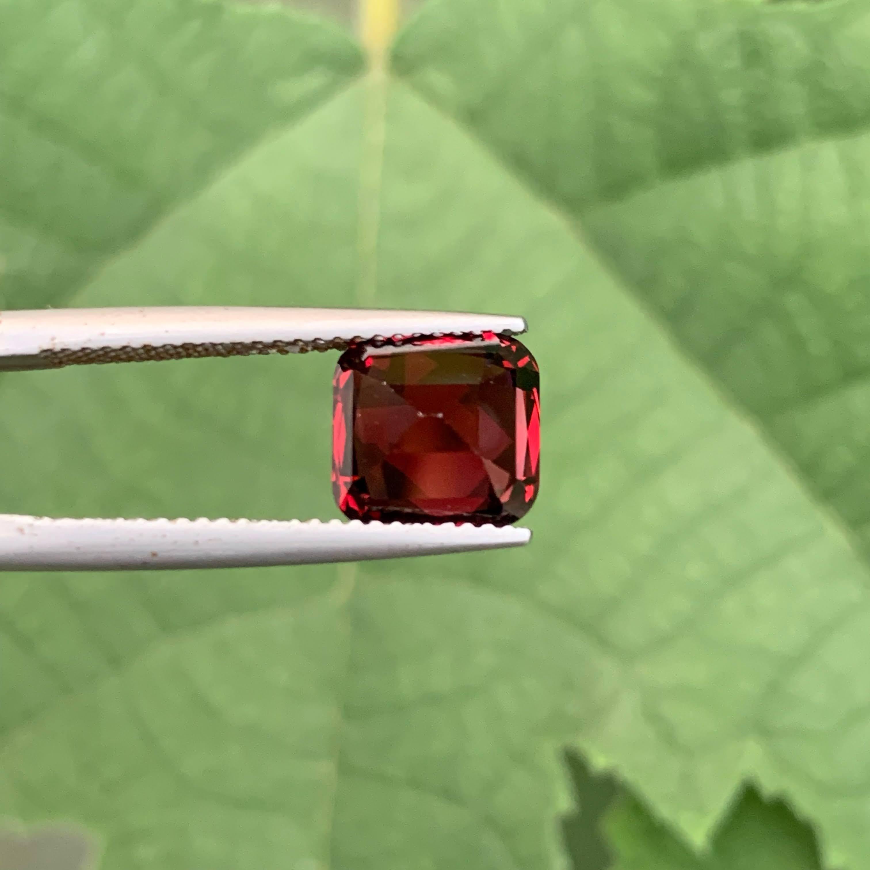 4.30 Carat Natural Loose Red Garnet Stone Cushion Cut Tanzanian Gemstone For Sale 2