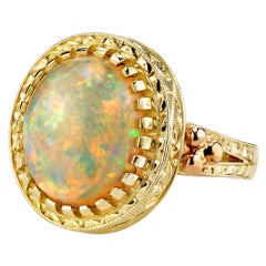 4.30 Carat Opal in Handmade 18k Yellow Gold Ring