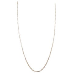 4.30 Carat Round Diamond 14 Karat Yellow Gold Tennis Necklace