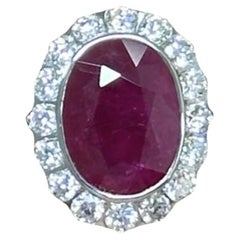 4.30 Carat Ruby & Diamond Ring in 18K White Gold