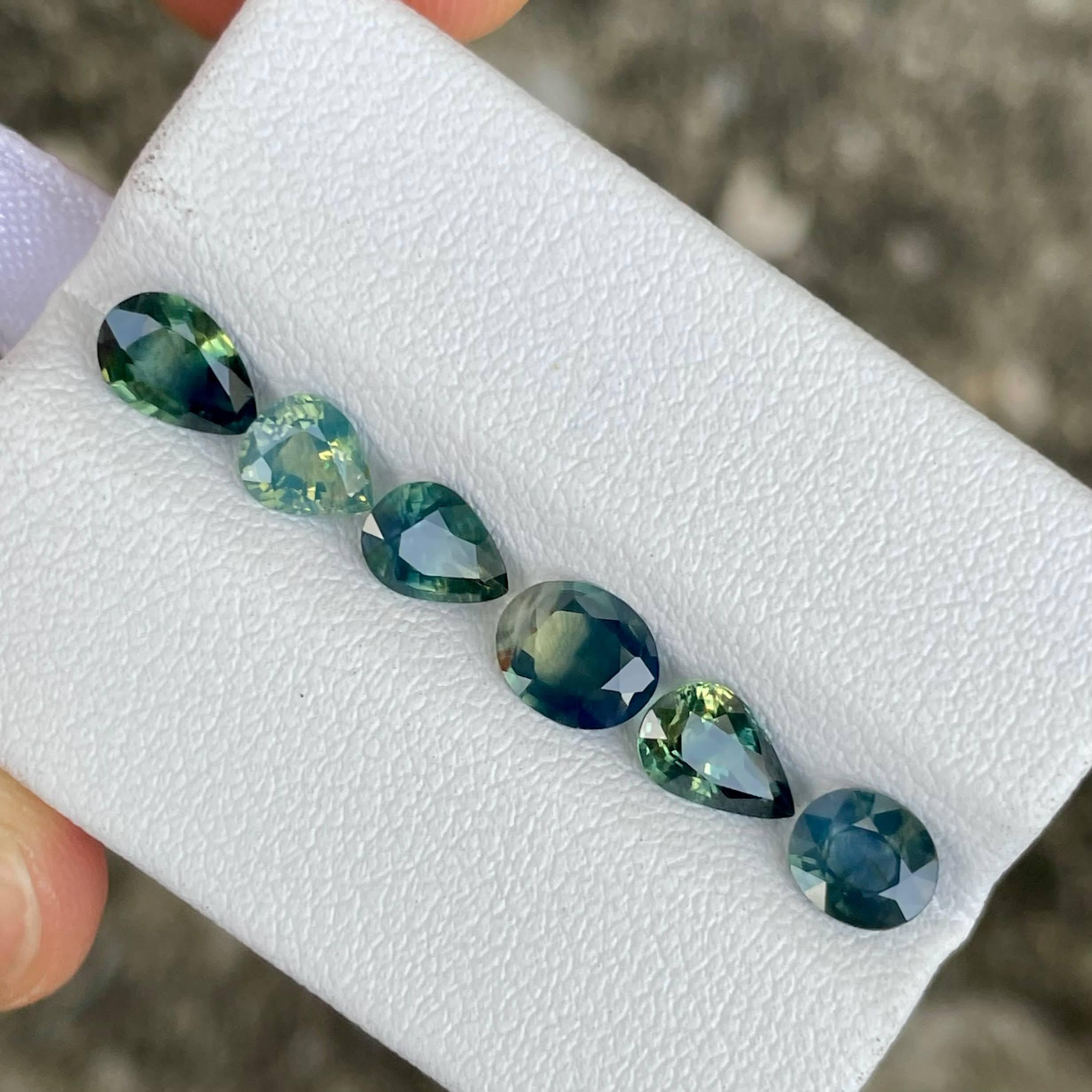 Modern 4.30 Carats Parti Sapphire Stones 6 Piece Gemstones Lot from Madagascar For Sale