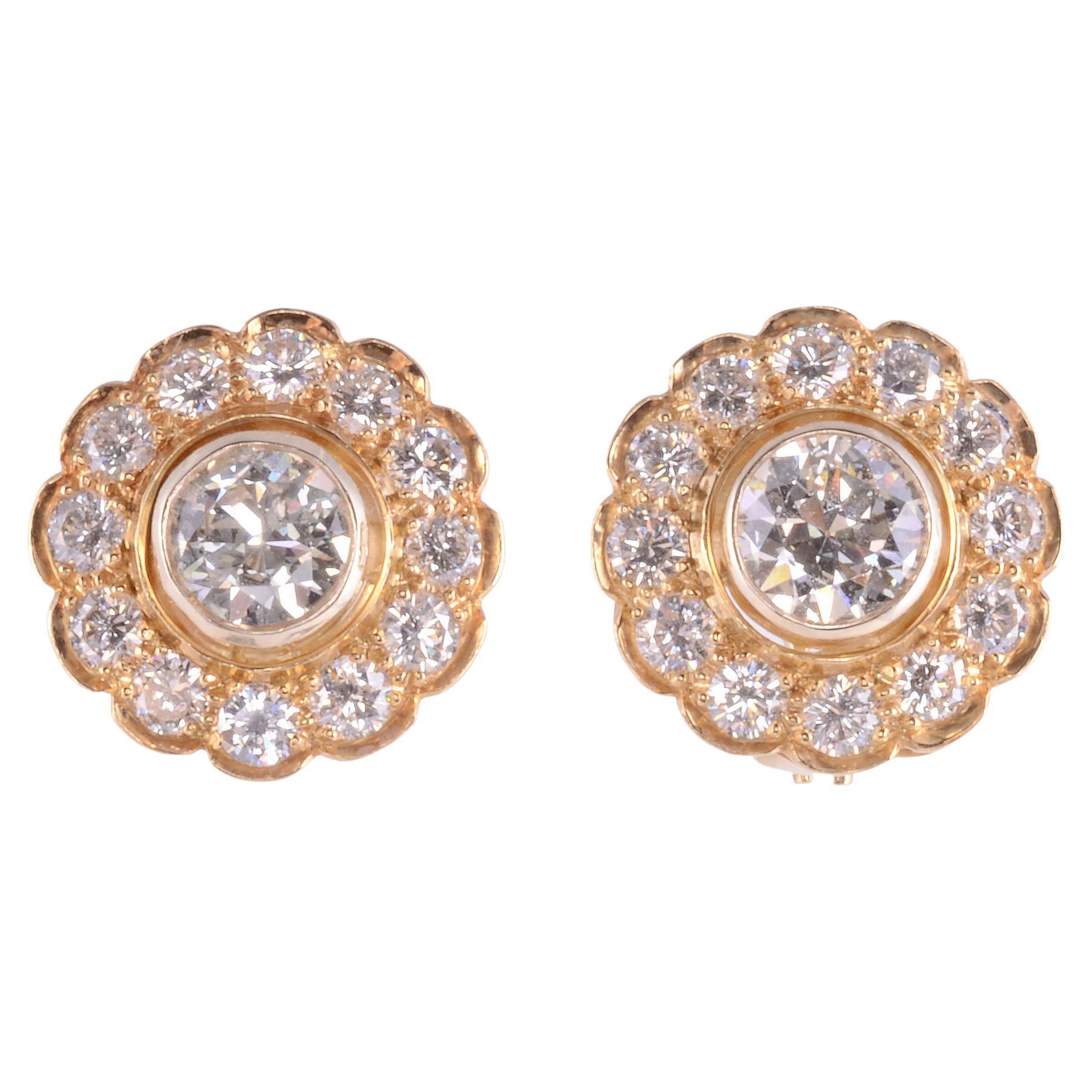 5.42 CTW Rosette Diamond Earrings For Sale