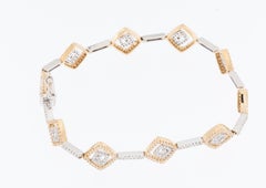 430 Diamonds Square Motif Bracelet 18kt Yellow and White Gold