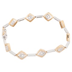 430 Diamonds Bracciale con motivo quadrato in oro giallo e bianco 18 carati