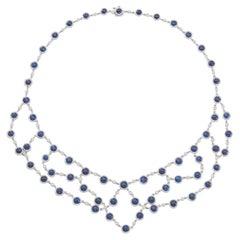 43.00 Carat Cabochon Sapphire Necklace with Diamonds (Collier de saphir cabochon avec diamants)