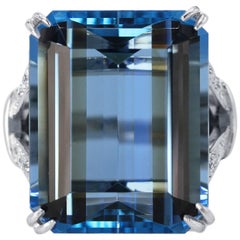 43.08 Carat Aquamarine and Diamond Ring