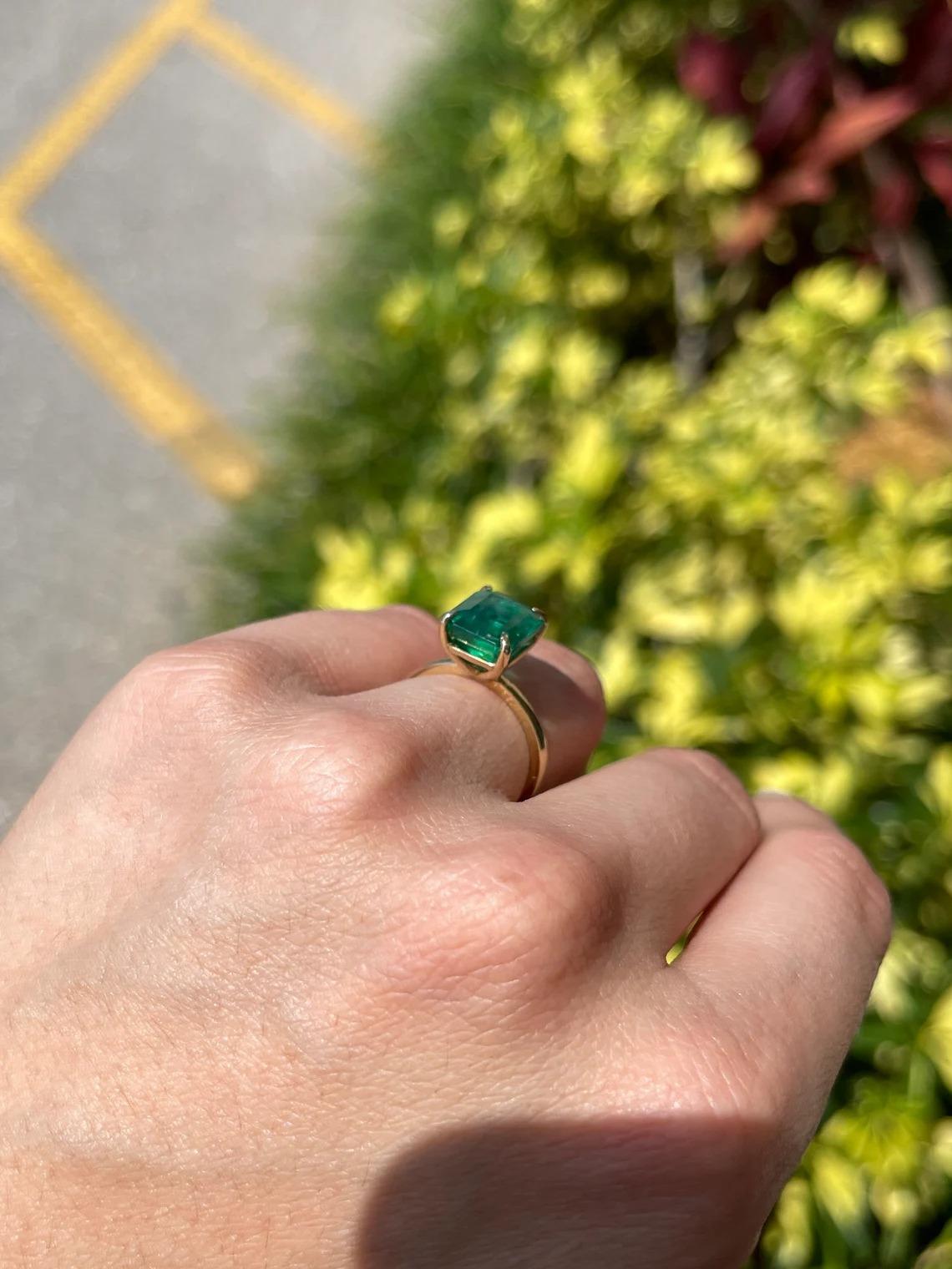 natural emerald solitaire ring
