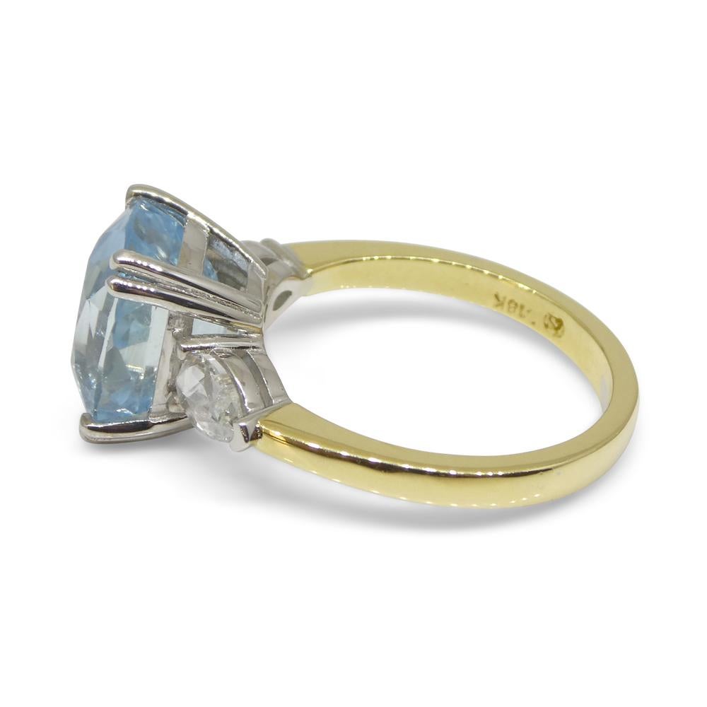 4.30ct Aquamarine, Rose Cut Diamond Statement or Engagement Ring set in 18k Yell For Sale 5